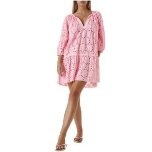 Melissa Odabash Pink Eyelet Cover Up Dress large Boho Resort‎ Mini cruise beach